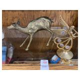 Brass deer and metal angel