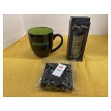 Mug, ashtray, blue light blocking glasses