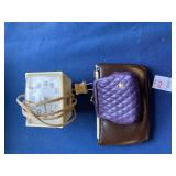 Timex alarm clock, two change purses