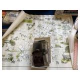 Vintage photos, Somerset County map, candles,