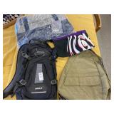 Two backpacks, Perry Ellis bag, cloth bag