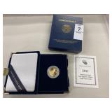 2011 American Eagle 1/4 ounce gold proof coin