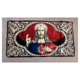 Vintage Sacred Heart of Jesus velvet tapestry