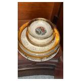 22 K Trimmed Sabin Dishes & tiered server