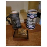 Belt Buckle & beer steins