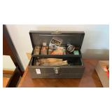 Tackle box and Contents, Split Shots, Hooks, etc.