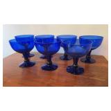 7 Cobalt Blue Stemmed Glasses
