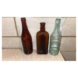 Vintage Amber Medicine & Beer bottles