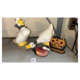 Ceramic & Wood Ducks, cut letter holder