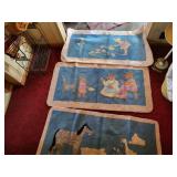 3 nursery rugs over 70 years old 53in. X 27in.