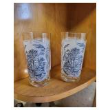 2 Currier & Ives Blue House Stencil White decal