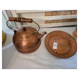 Copper teapot & plate