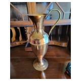 Copper pitcher & brass Handel 15 in. Tall