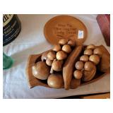Wooden fruit & plate