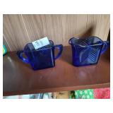 Cobalt Blue Depression glass Sugar & Creamer nice