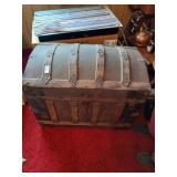Antique trunk intact with newspaper drawer lining