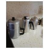 Lot of 3 vintage aluminum coffee pots