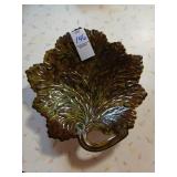 Green leaf ceramic bowl