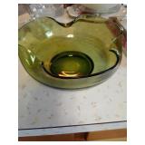 MCM green glass Anchor Hocking salad bowl