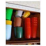 Drawer lot of vintage cups and tumblers