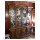 Vintage China Hutch lighted  with glass shelves &