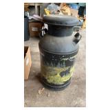Painted Milk Can with Wildlife Depiction