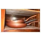 Lot of Copper Red Cooking Pans