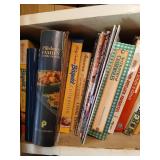 Shelf lot of cookbooks