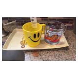 McDonaldï¿½s Tray, Smiley Mug, and Garfield Mug