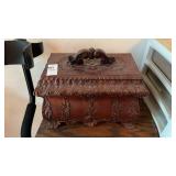 Antique Replica Hand-Carved Mahogany Wood Tea