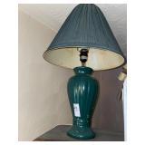 2 green table lamps