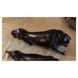 Set of 3 Ebony African Lion Statues
