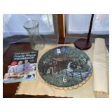 Hand painted clock, cookbook, cemetery map &