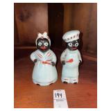 Black Americana "Mammy" and "Chef" ceramic salt