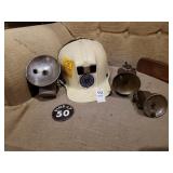 Vintage mining lanterns & hat