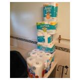 Lot of paper towels and toilet paper