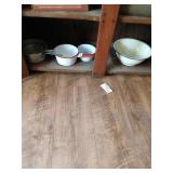 Shelf lot of vintage kitchen ware