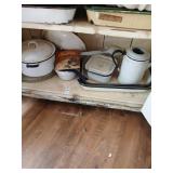 Shelf lot of vintage kitchen items