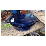 Blue Glass Anchor Bowl and Salt/Pepper Shakers
