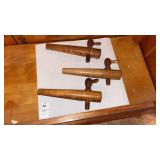 3 vintage wooden barrel taps