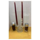 Crystal Candle Holder, S & P filled with Marbles