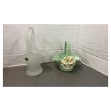 Westmoreland frosted basket, pale green Jasper