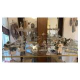 Shelf Lot of Glass Statues, Decor and More