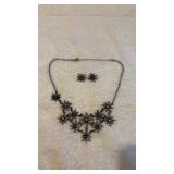 Turquoise Sunflower Silver Tone Necklace Earring