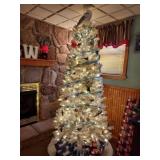 7.5ft White Flocked Vermont pine tree in box