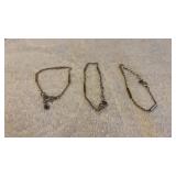 Lot of 3 Sterling Silver .925 Matching Bracelets