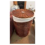 brown wicker laundry hamper