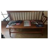 Vintage-style wooden deacons bench with spindle