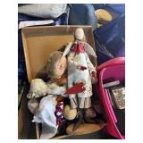 Box of Stuffed Animals and Dolls