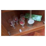 Decorative wine decanter and wine glasses